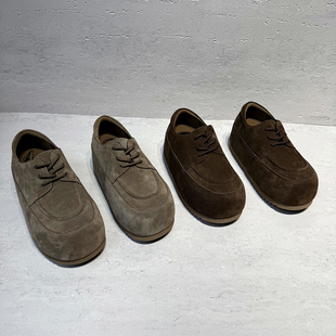 磨砂皮英伦风厚底面包鞋 欧洲站女鞋 欧货真皮单鞋 2025年秋季 新款