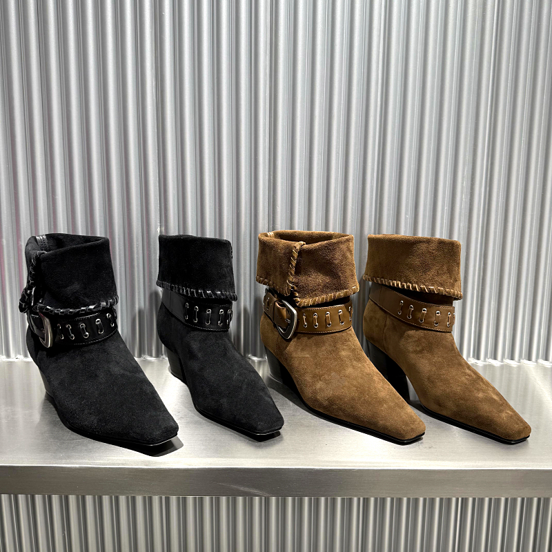 欧洲站乐魔短靴女欧美高跟马丁靴