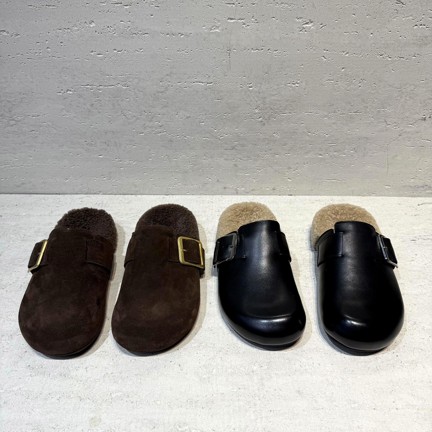 欧洲站羊毛包头拖鞋女2025年冬季新款欧货真皮皮带扣加绒保暖半拖,女鞋,包头拖,淘宝优惠券,粉丝福利购,淘宝优惠卷