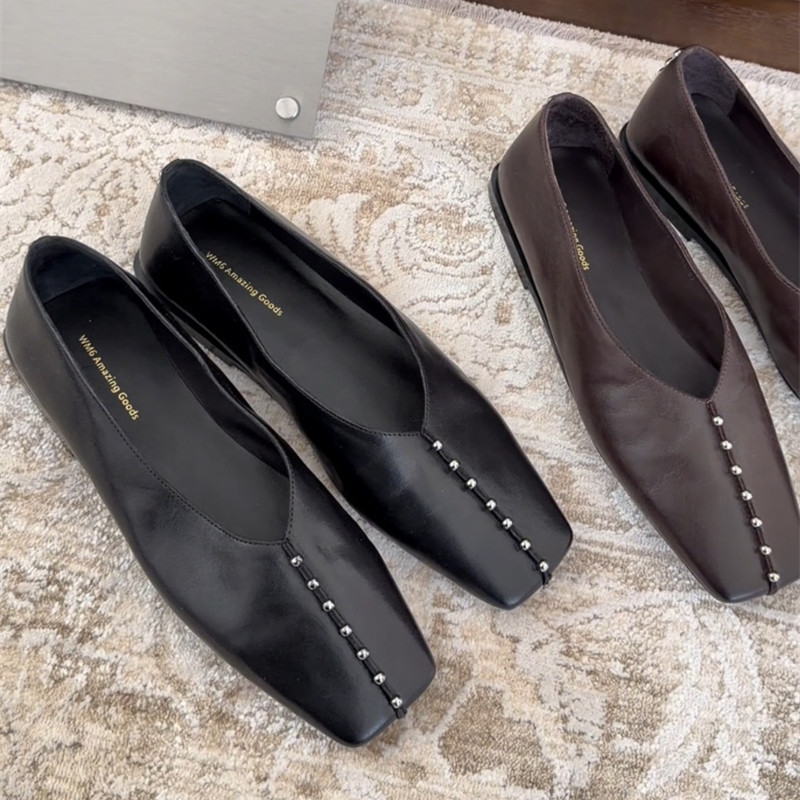 WM6欧洲站女鞋2026年春新款欧货真皮方头浅口低跟平底单鞋低帮鞋