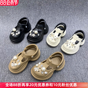 歐貨厚底增高洞洞鞋 歐洲站女鞋 2025年夏季 新款 舒適輕便包頭拖鞋