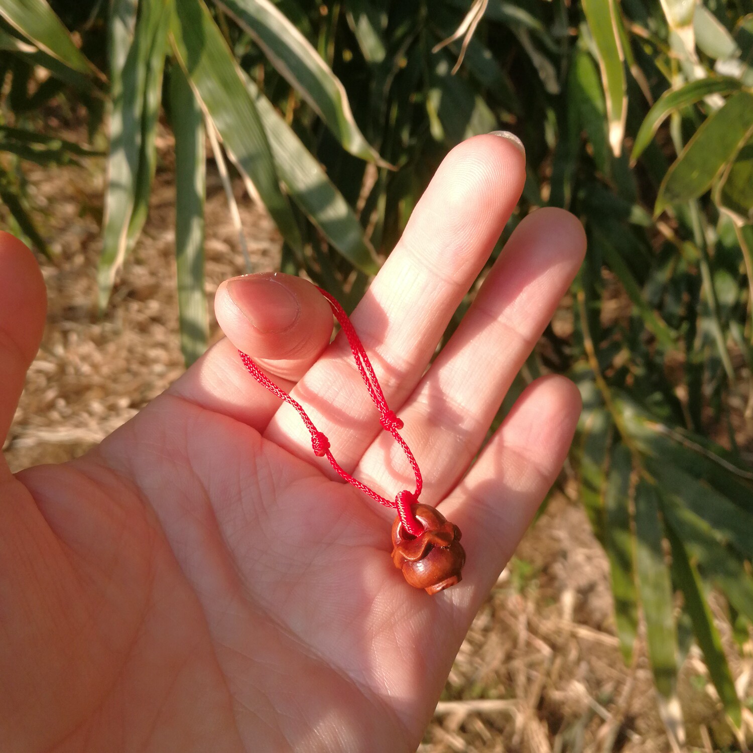 桃胡花边沿桃筐儿童节日百天野生桃核红绳手链脚绳纯手工周岁礼成