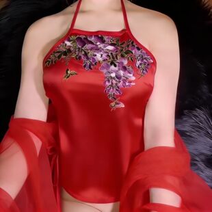 女士兜肚露背夏凉款吊带睡衣古典薄款国风印花性感成肚兜内外可穿