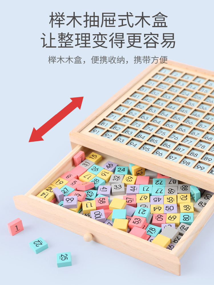 百数板蒙氏数学思维教具认数字积木1到100启蒙早教幼儿童益智玩具