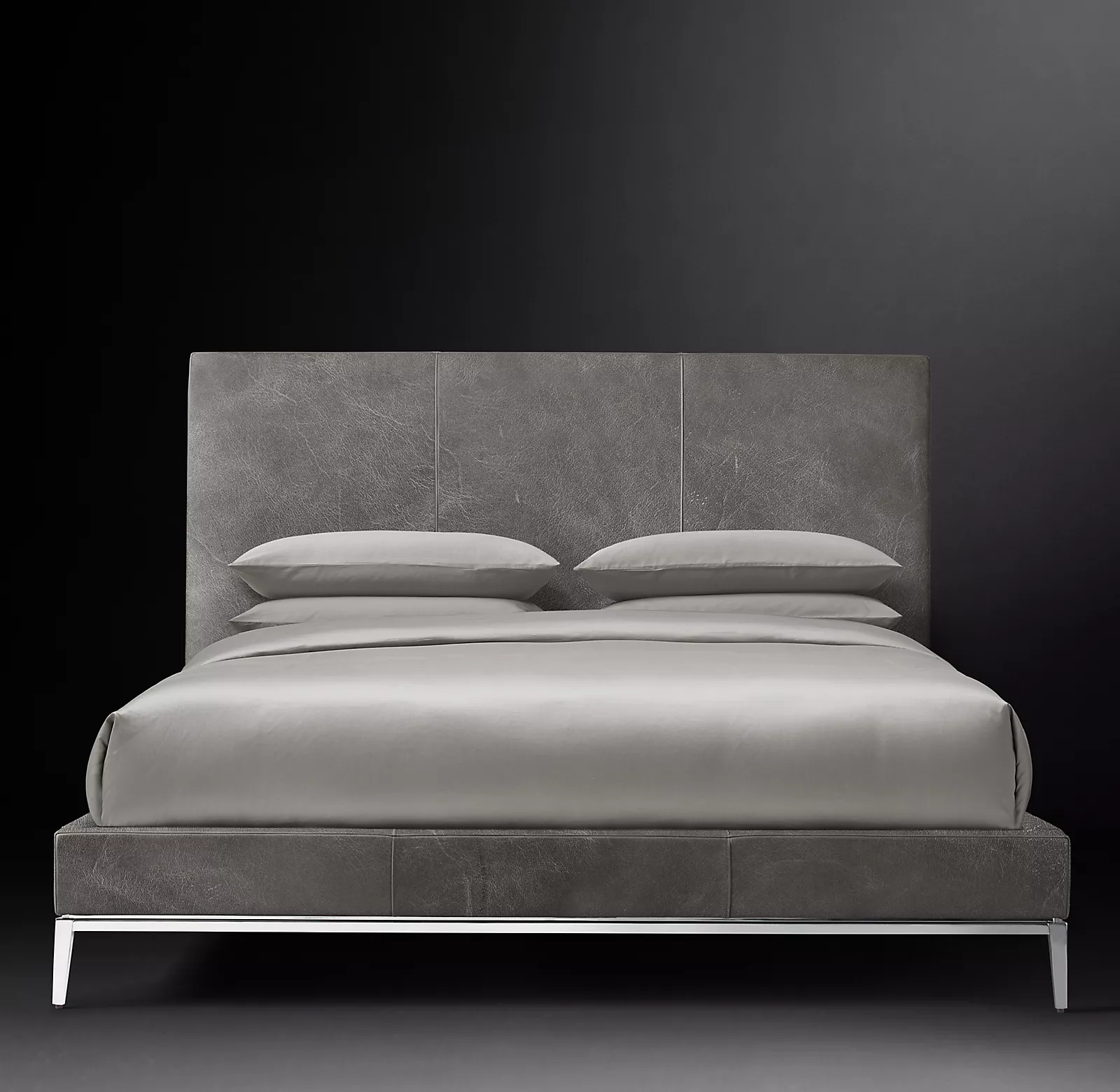 美国rh家具意式现代简约轻奢头层牛皮软包床乡村复古真皮双人床