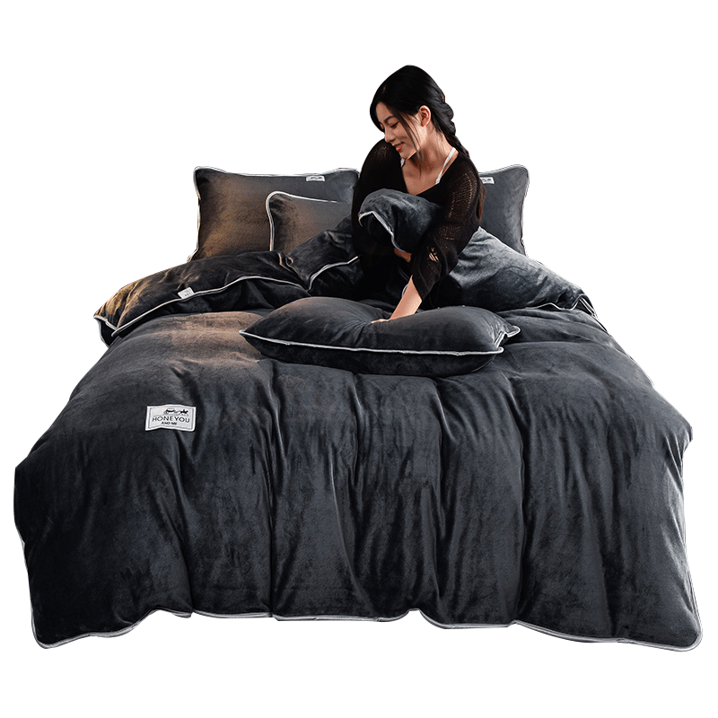 珊瑚绒床品四件套冬季床单被套法兰绒牛奶绒秋冬床上三件套加厚