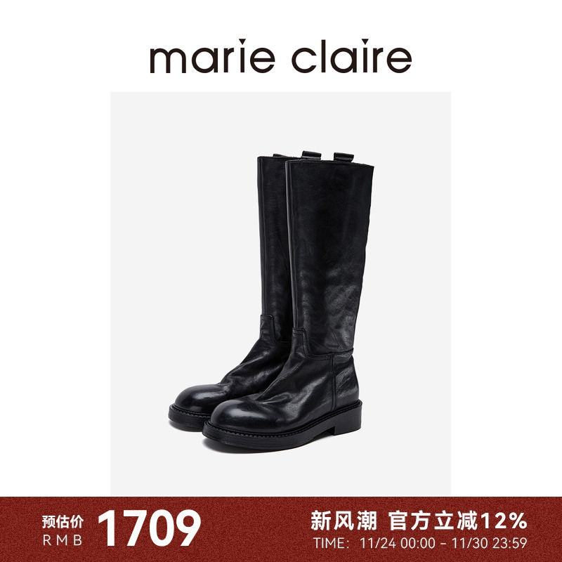 MC女鞋水洗牛皮骑士靴24冬