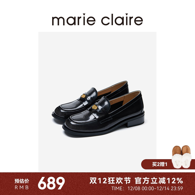 【明星同款】MC女鞋金币乐福鞋marieclaire老钱风一脚蹬皮鞋单鞋