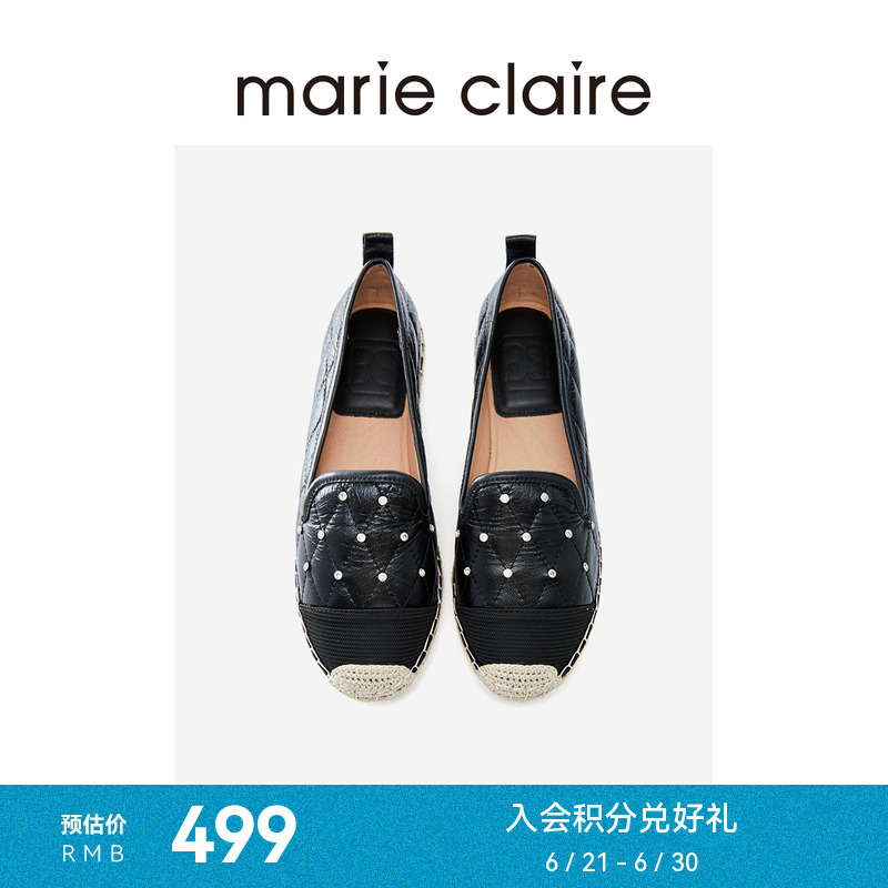 mc女鞋钻饰绗缝渔夫鞋皮鞋