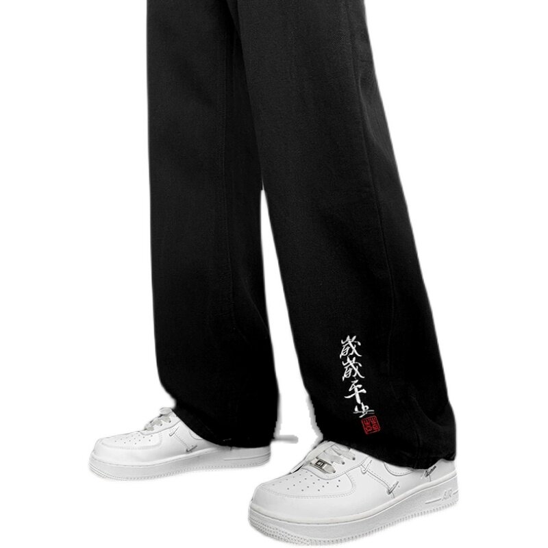秋冬新中式风刺绣宽松高级感复古直筒牛仔裤男K906-P55,男装牛仔裤,星座205