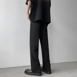 新中式风夏季休闲冰丝高级感垂感直筒西裤男KK433-P55，男装西裤，星座205