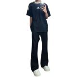 早秋美高街纯黑色弹力修身直筒大码微喇情侣牛仔裤男K860-P50，男装牛仔裤，星座205