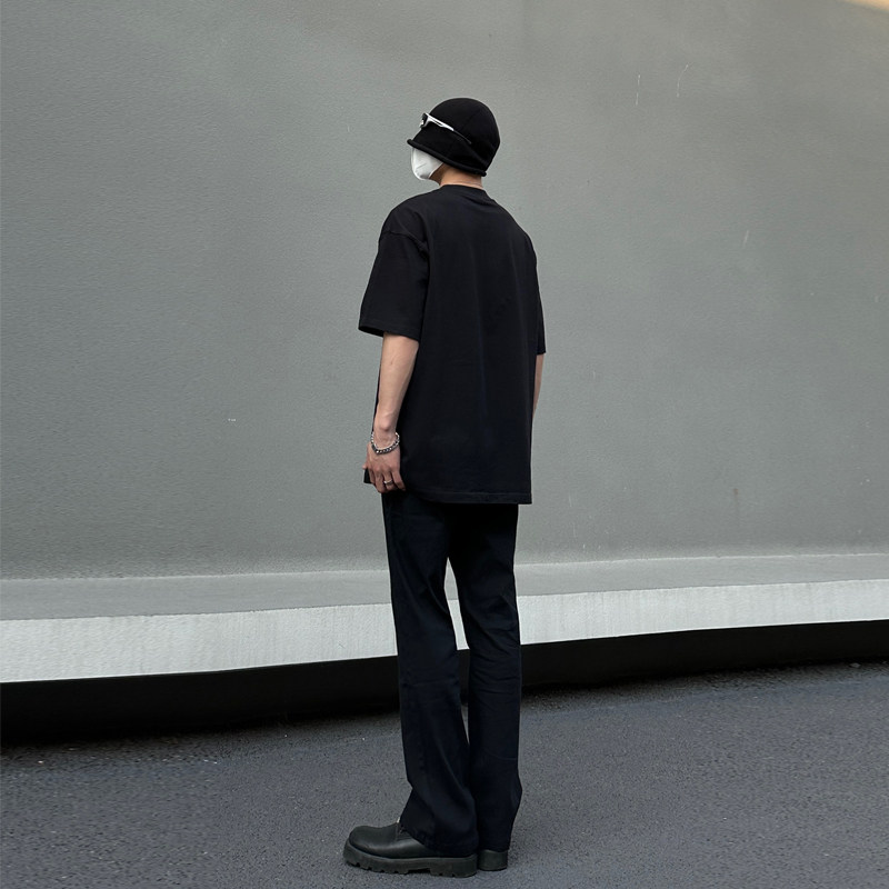 早秋美高街纯黑色弹力修身直筒大码微喇情侣牛仔裤男K860-P50,男装牛仔裤,星座205
