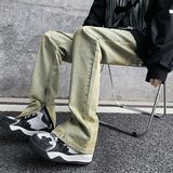 早秋四季高街vibe修身长裤黄泥染拉链牛仔裤男K823-P55，男装牛仔裤，星座205