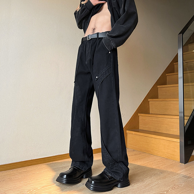 早秋新款美式高街设计感直筒宽松牛仔裤男休闲长裤K833-P65控88,男装牛仔裤,星座205