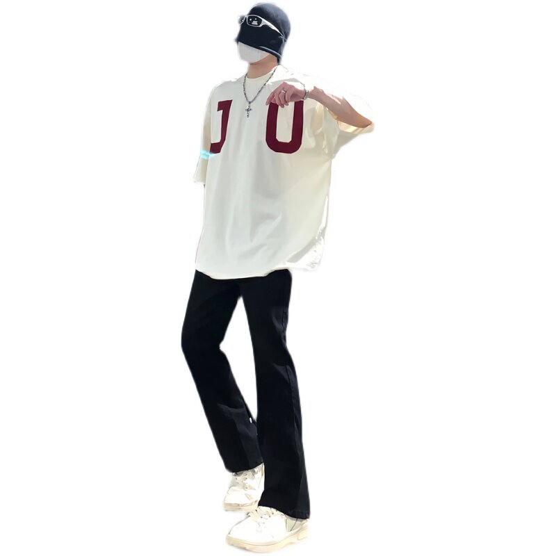 早秋美高街纯黑色弹力修身直筒大码微喇情侣牛仔裤男K860-P50,男装牛仔裤,星座205