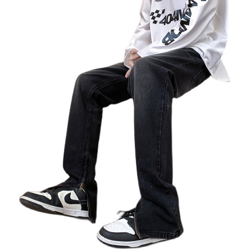 早秋四季高街vibe修身长裤黄泥染拉链牛仔裤男K823-P55,男装牛仔裤,星座205