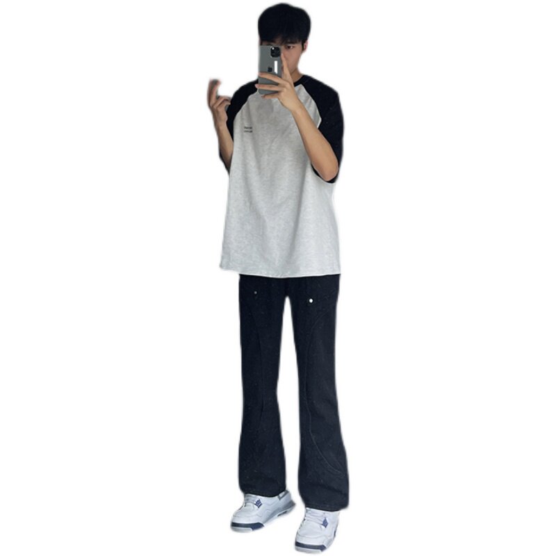 早秋新款美式高街设计感直筒宽松牛仔裤男休闲长裤K833-P65控88,男装牛仔裤,星座205