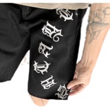 高街欧美涂鸦设计感vibe毛边五分宽松薄款牛仔短裤男K506-P40，男装牛仔裤，星座205