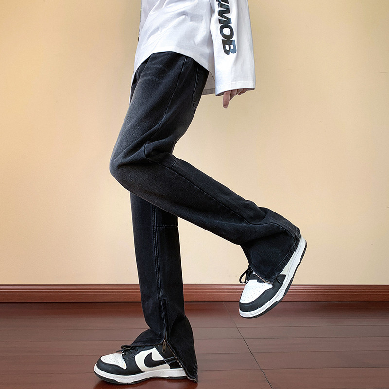 早秋四季高街vibe修身长裤黄泥染拉链牛仔裤男K823-P55,男装牛仔裤,星座205
