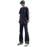 早秋美高街纯黑色弹力修身直筒大码微喇情侣牛仔裤男K860-P50，男装牛仔裤，星座205
