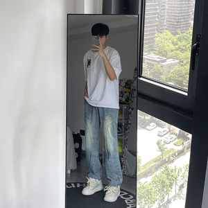 早秋新款美式高街设计感直筒宽松牛仔裤男休闲长裤 K833-P65 控88图片