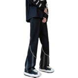 早秋高街vibe黑色扎染设计感链条修身微喇牛仔裤男K880-P55控78，男装牛仔裤，星座205