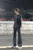 早秋美高街纯黑色弹力修身直筒大码微喇情侣牛仔裤男K860-P50，男装牛仔裤，星座205
