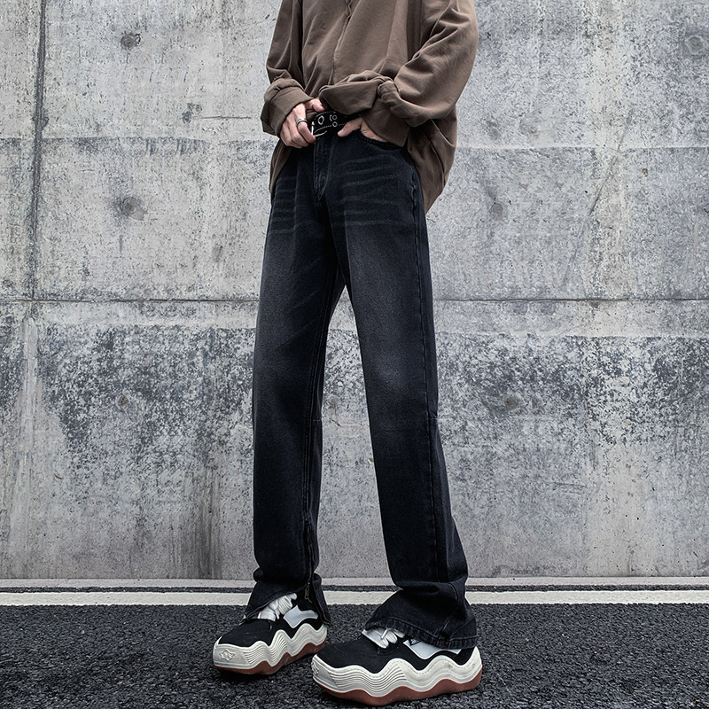 早秋四季高街vibe修身长裤黄泥染拉链牛仔裤男K823-P55,男装牛仔裤,星座205