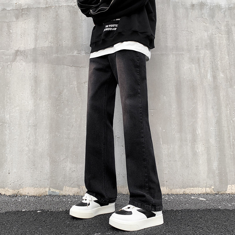 纯黑色弹力修身直筒大码微喇情侣渐变牛仔裤男K860-K861-P50,男装牛仔裤,星座205