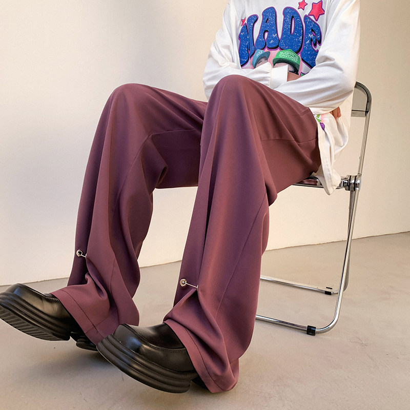 早秋那不勒斯休闲西裤男高级感宽松垂感直筒裤女KK388-P60，男装西裤，星座205