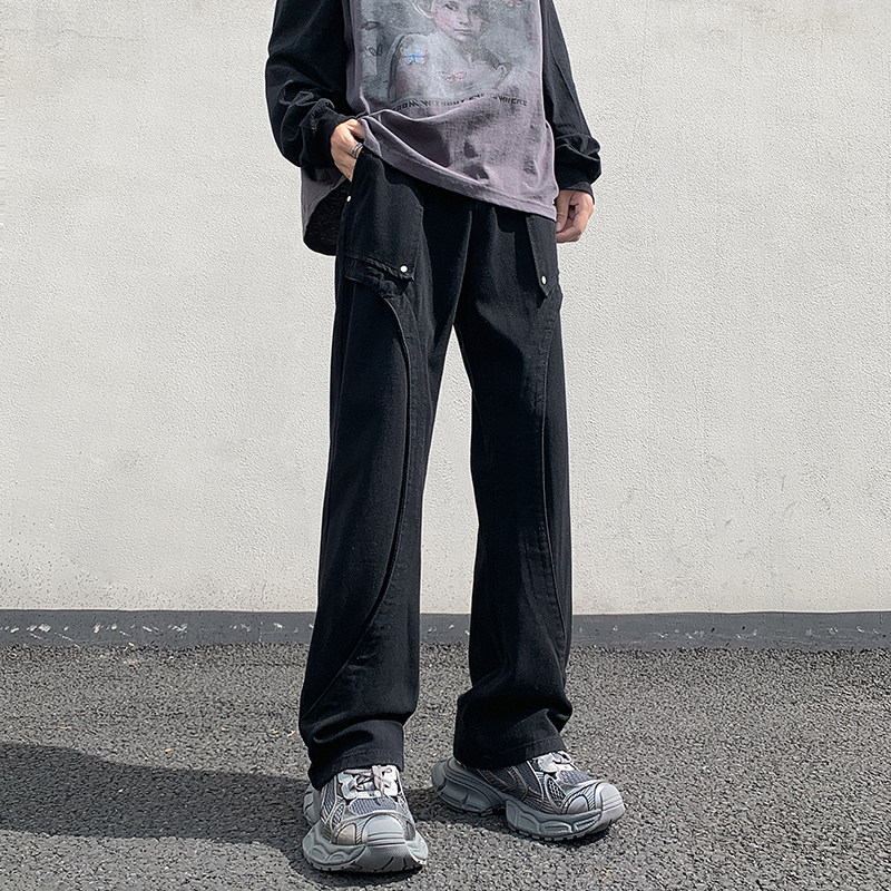 秋冬美式高街设计感直筒宽松牛仔裤男休闲长裤K833-P65控88,男装牛仔裤,星座205