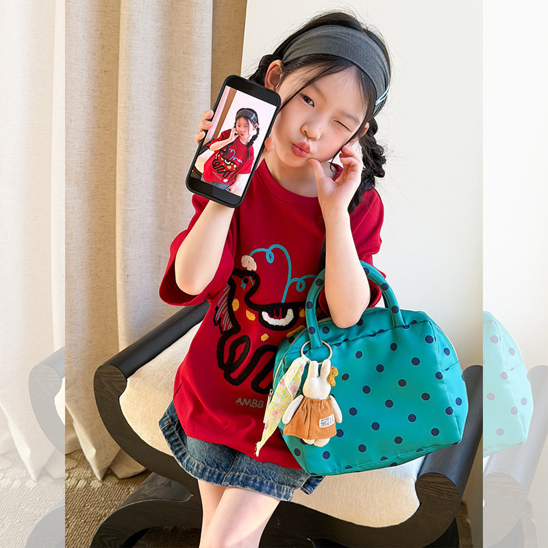 圆领韩女童红色马年短袖T恤2026春夏季中大童新款打底衫儿童内搭