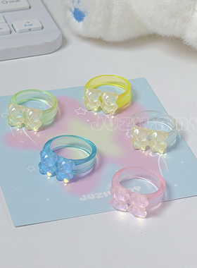 【橘子yamy】原创指环 彩色多巴胺亚克力戒指女闺蜜款 满38包邮