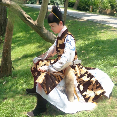 织金罩甲搭配飞鱼服汉服黑色大侠古装男女