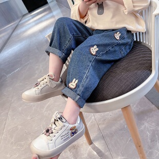 女童牛仔裤子春秋款2023新款韩系宝宝夏季薄款儿童装外穿休闲宽松