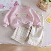 小童直筒长裤 女宝宝洋气套装 子两件套潮 新款 女童甜美卫衣2026秋装