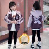 女大童连帽卫衣开衫 儿童洋气冬装 2026新款 女童加绒外套秋冬款