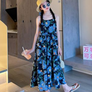 女童海边连衣裙吊带度假风中大童女孩夏天沙滩裙凉快儿童裙子薄款