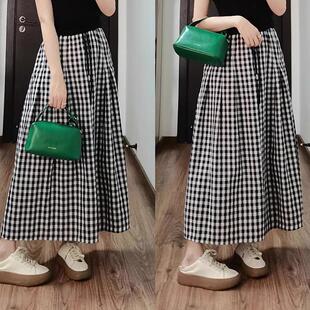 女童裤子春装九分格子裤2026新款儿童洋气阔腿裤大童宽松夏装裙裤
