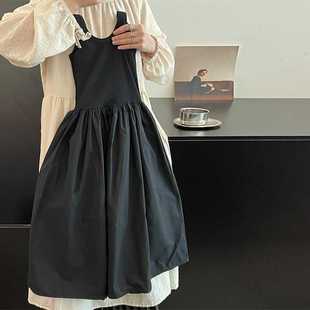 韩系童装女童连衣裙2025新款夏季儿童洋气高级感宝宝黑色吊带裙子