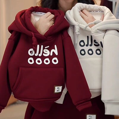 童装男童韩版卫衣秋冬上衣儿童加绒连帽外套中大童帽衫女童加厚潮