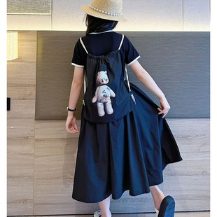 2026夏季新款儿童黑色连衣裙女童大童长裙洋气高级感女孩裙子夏装