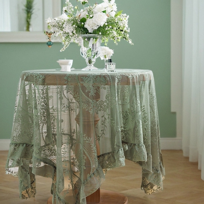 蕾丝圆桌布法式田园荷叶边防滑布