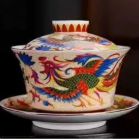 珐琅彩高端盖碗单人茶具套装泡茶家用养生一人饮中式茶壶精致茶杯