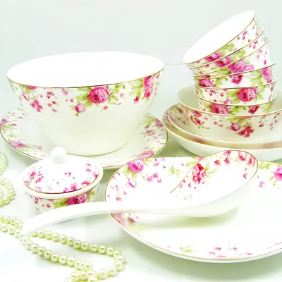 情侣款骨瓷餐具碗盘子新居高档礼