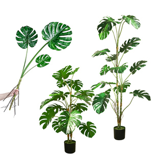 仿真手感龟背叶枝盆栽仙芋树室内桌面摆放落地绿植物叶摆放装饰