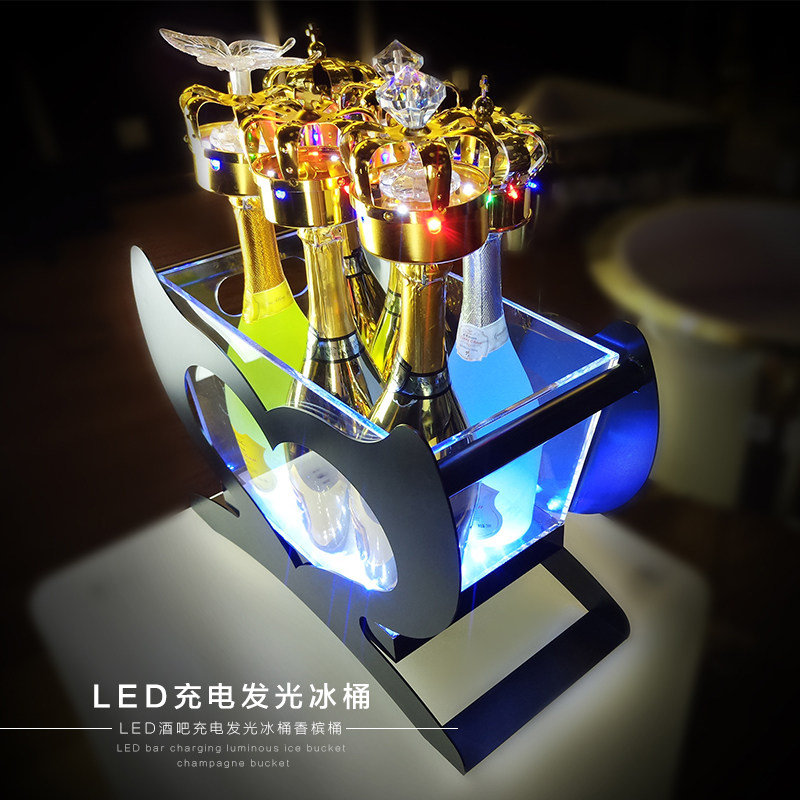 LED酒吧充电发光中号金属两侧心型香槟船冰桶心形狐狸蝴蝶冰酒桶