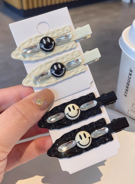 新款个性时尚笑脸冲浪板水钻鸭嘴夹韩版时尚刘海夹边夹甜酷发卡女