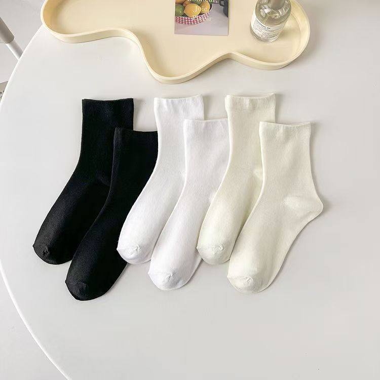 无骨堆堆袜子女春秋款ins潮百搭中筒袜配小皮鞋秋冬黑色月子长袜